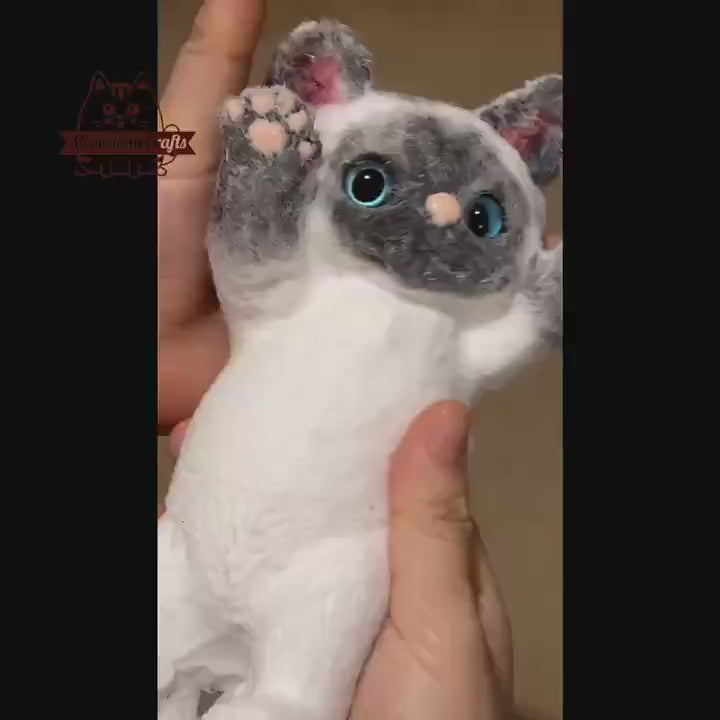 Soft Furry Laying Playful Siamese Cat Taba Squishy Squeezable Anxiety Stress Relief Sensory Fidget Toy