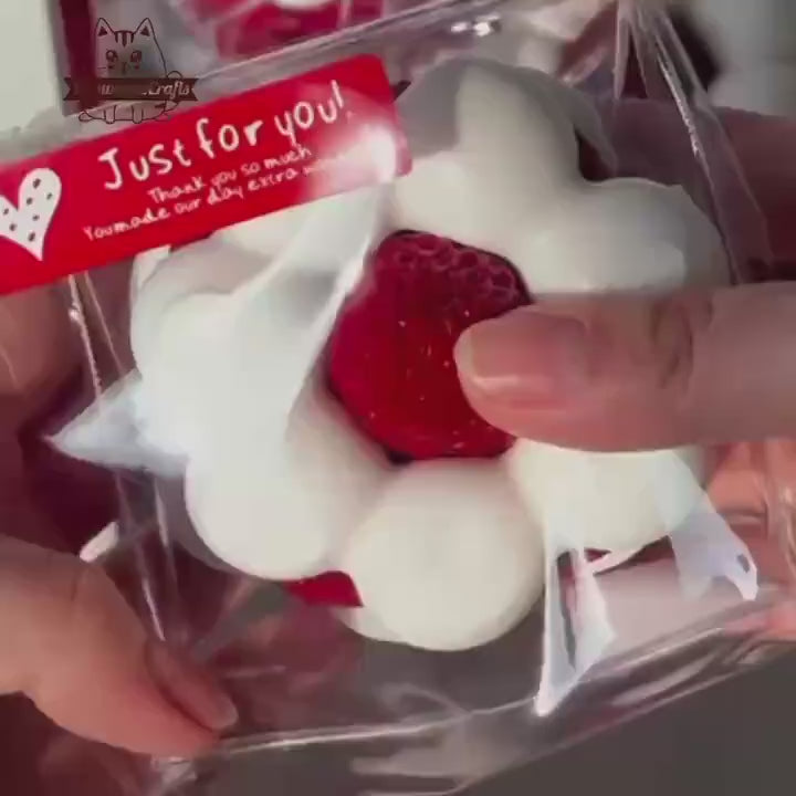 Handmade Mousse Strawberry Cream Cake Toast Food Squishy  Squeezable Anxiety Stress Relief Sensory Fidget Toys