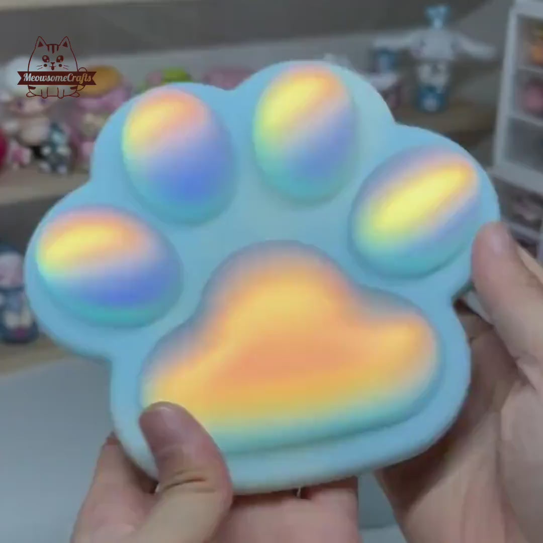Handmade Resin Cat Paw Shape Laser Color Storage Box Soft Squishy Cat Paw Storage Container