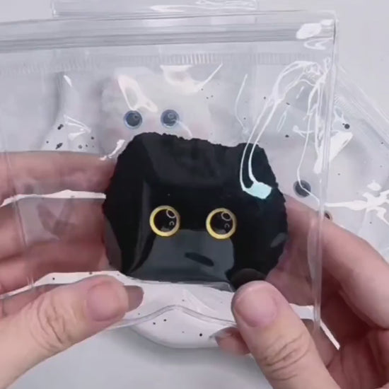 Furry Big Eyes Cat Face Squishy Squeezable Anxiety Stress Relief Sensory Fidget Toy